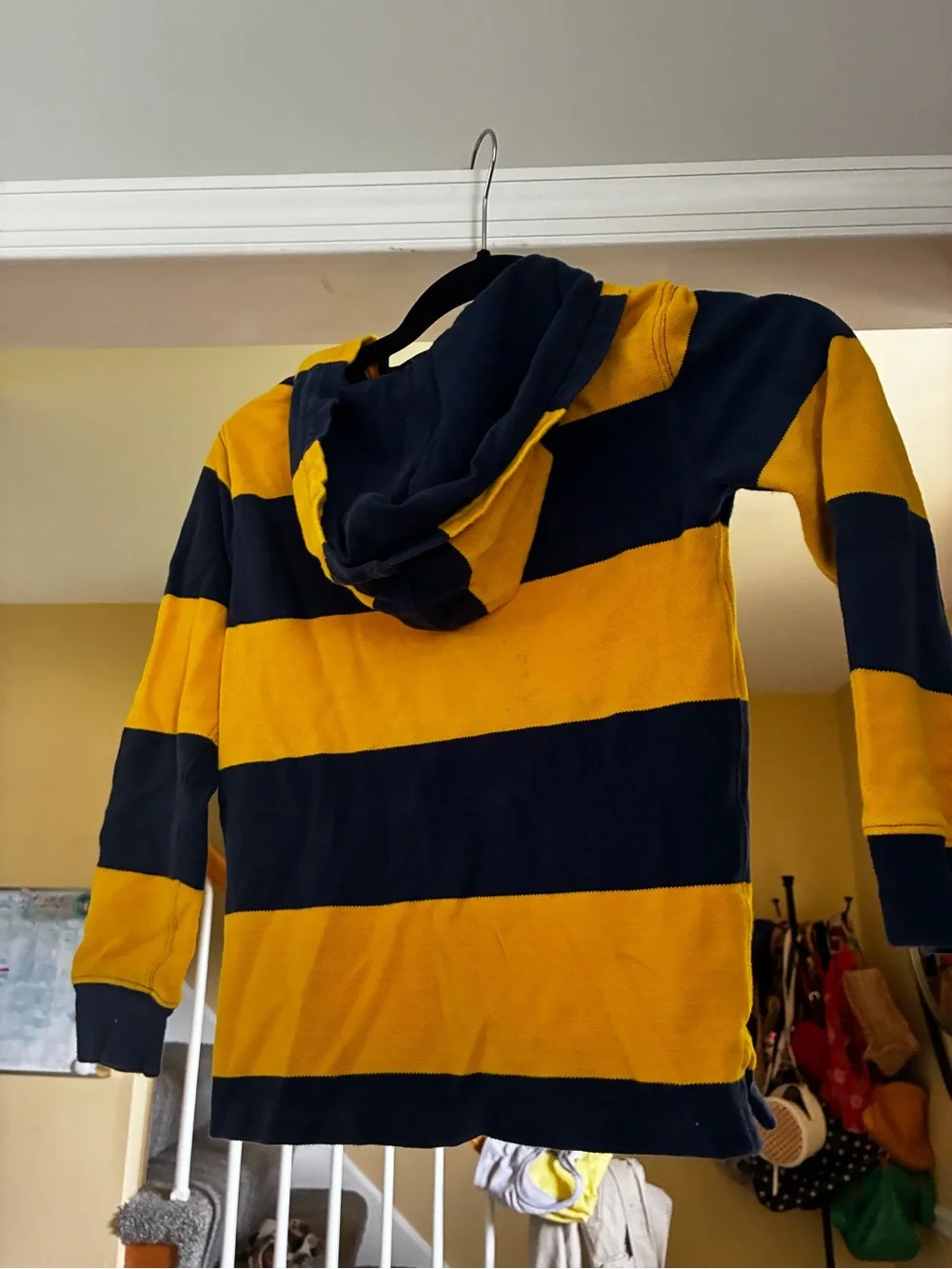 Ralph Lauren Kids Yellow & Navy Striped Rugby Hoodie